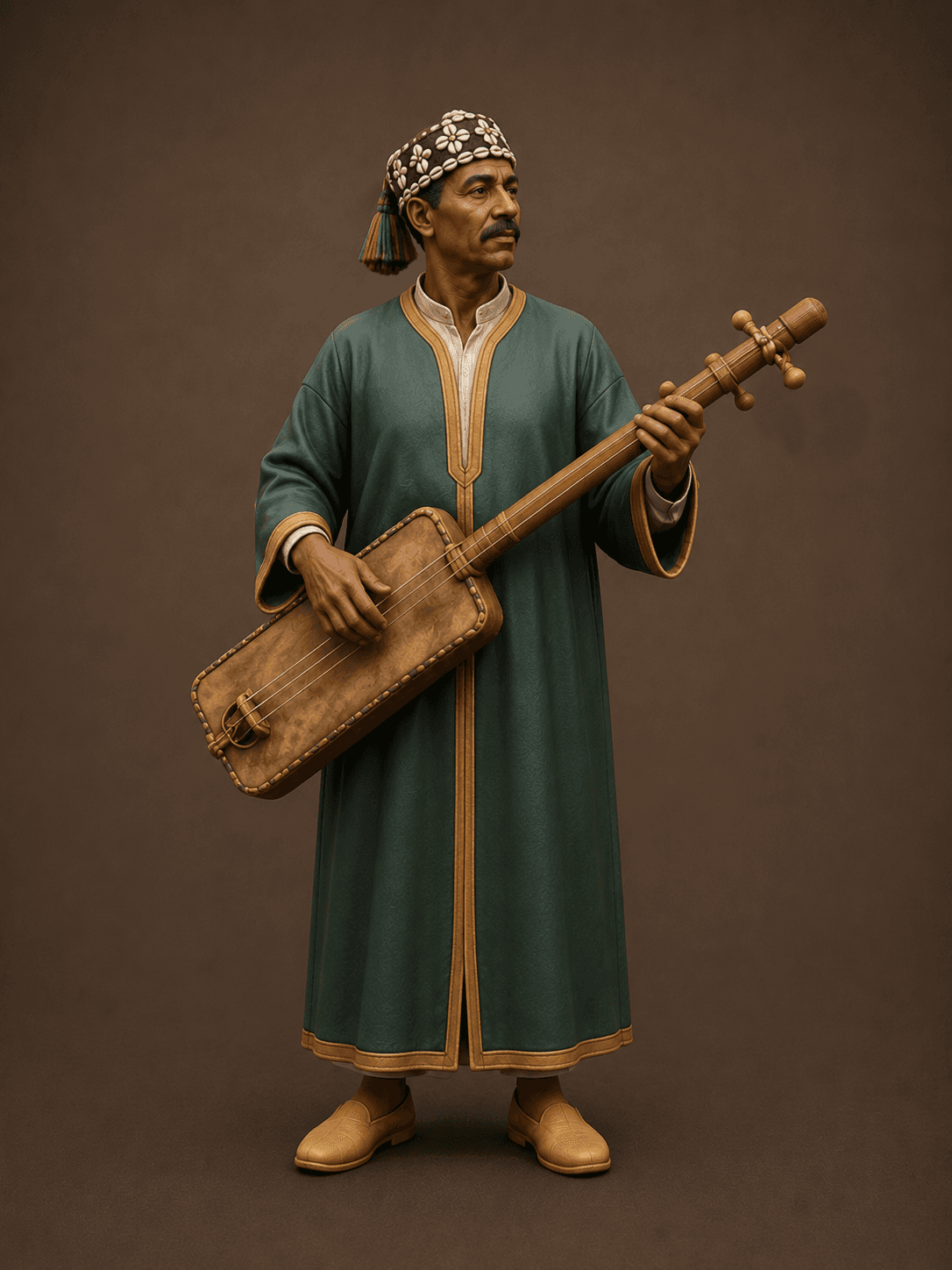 Figurine d'un musicien au guembri