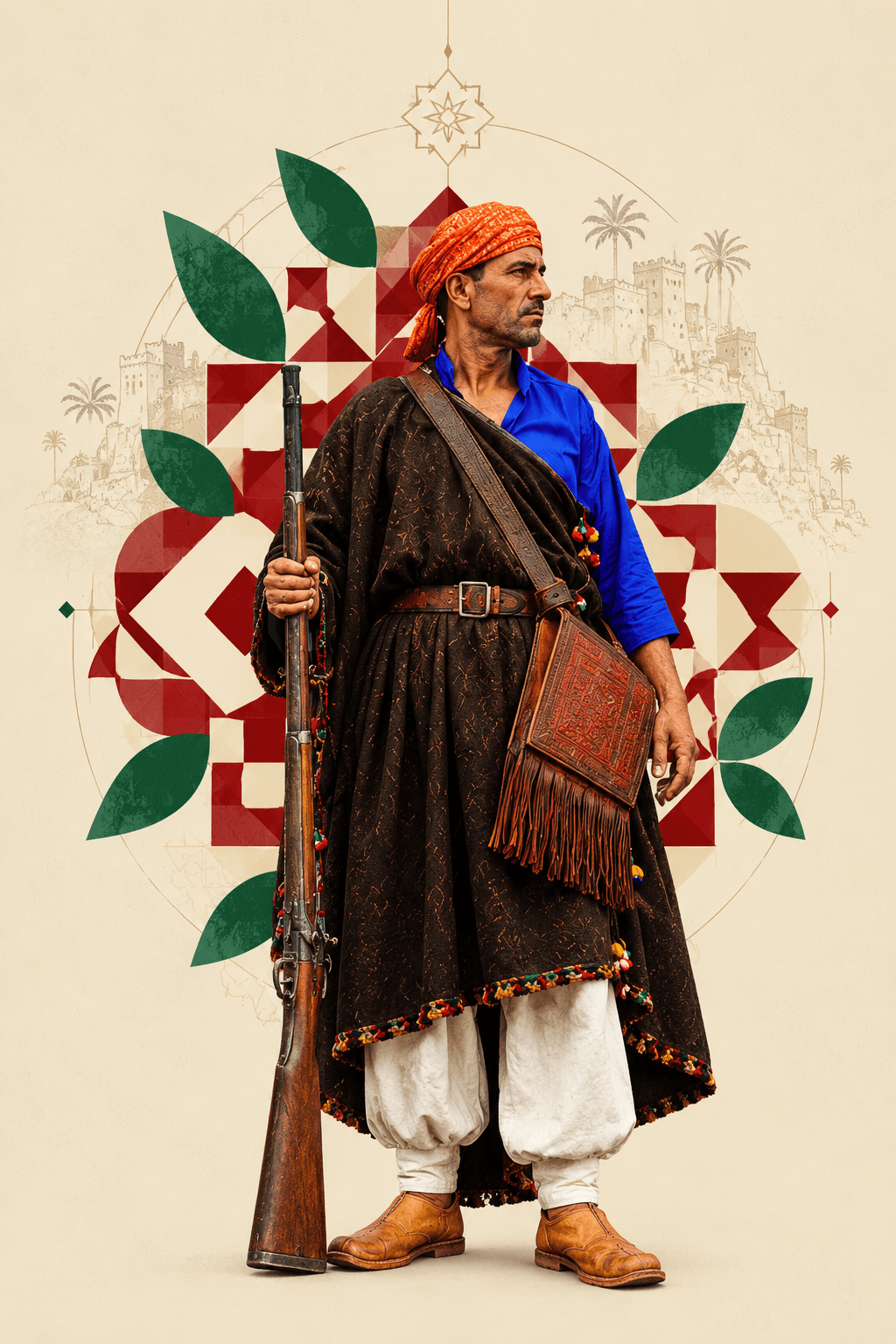 Figurine de l'Anti-Atlas, garde traditionnel au fusil